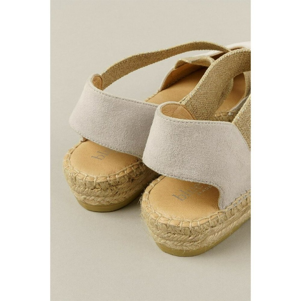 BLUE ILLUSION womens 'Ante' grey strappy espadrille flat sandals suede size 41 - Picture 2 of 3